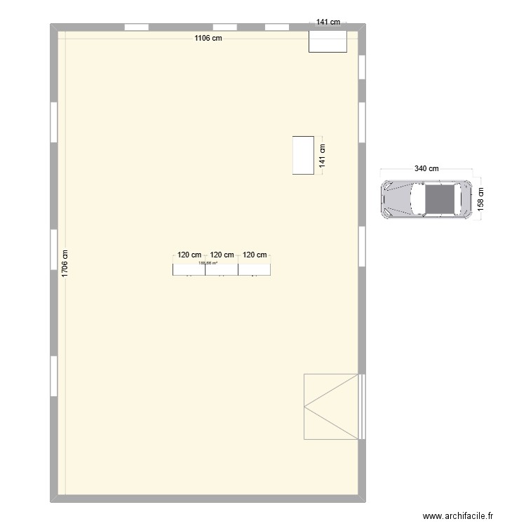 RDEI. Plan de 1 pièce et 189 m2