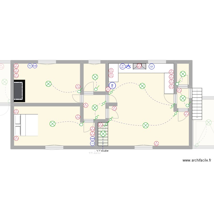 tp maison. Plan de 15 pièces et 196 m2