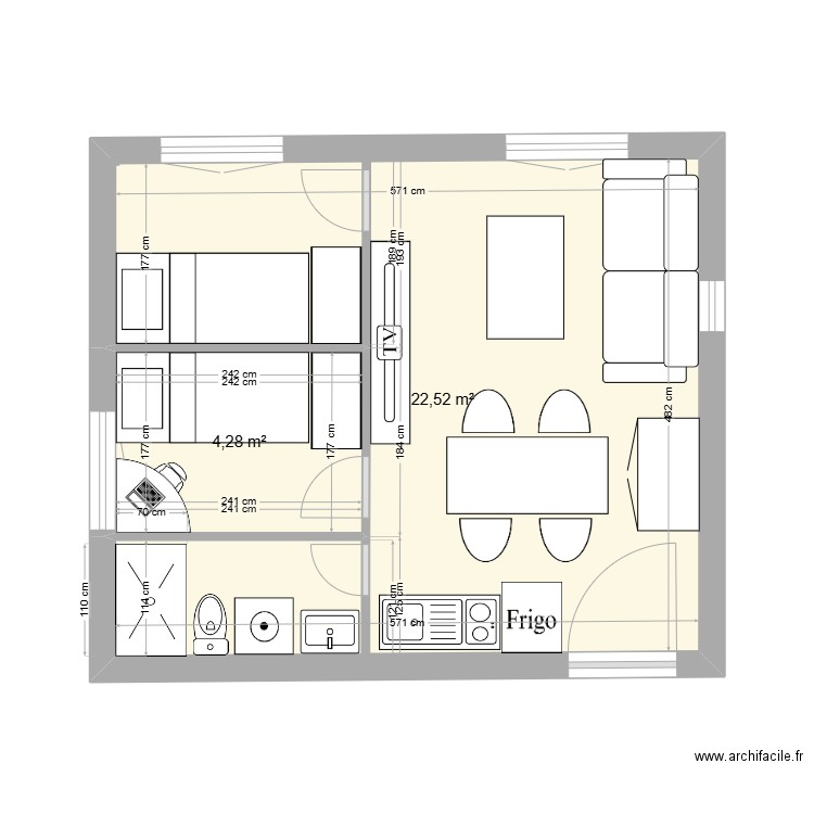 PETITE MAISON . Plan de 2 pièces et 27 m2