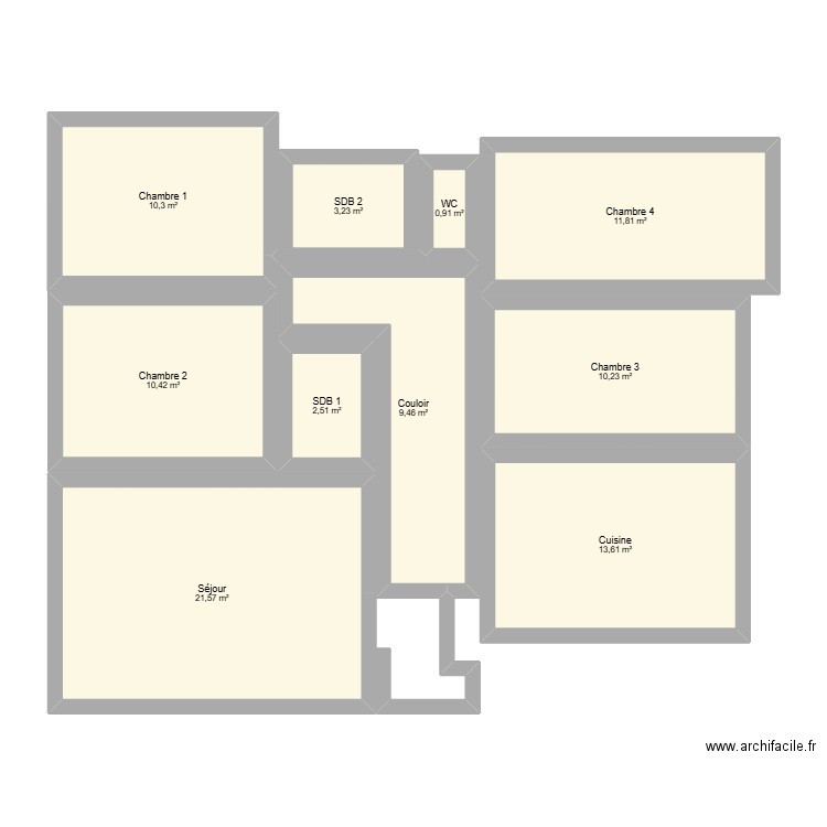 GINESTIERE. Plan de 10 pièces et 94 m2