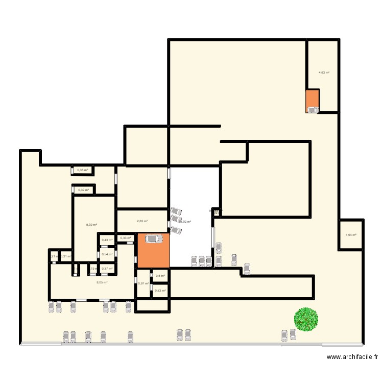 PLAN SIFF. Plan de 21 pièces et 192 m2