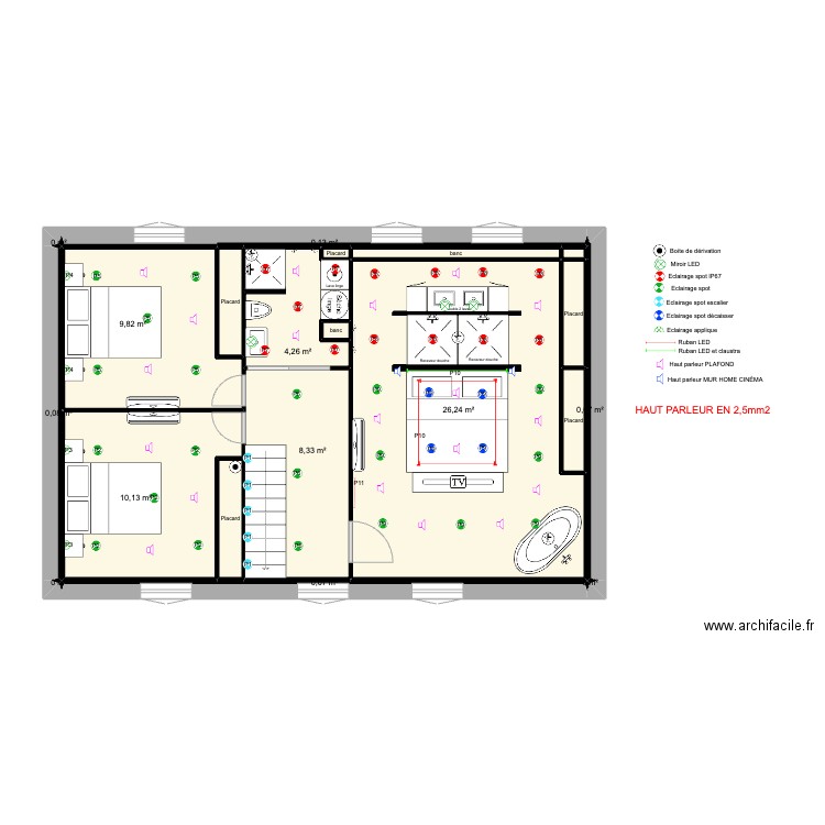 festigny 1 étage MUSIQUE. Plan de 20 pièces et 64 m2