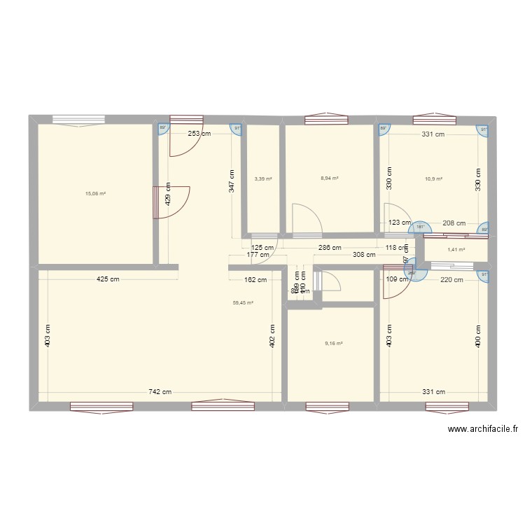 maison michele. Plan de 7 pièces et 108 m2