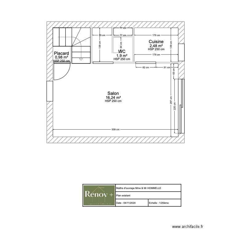 Plan existant Cabourg HOMMELLE . Plan de 5 pièces et 22 m2