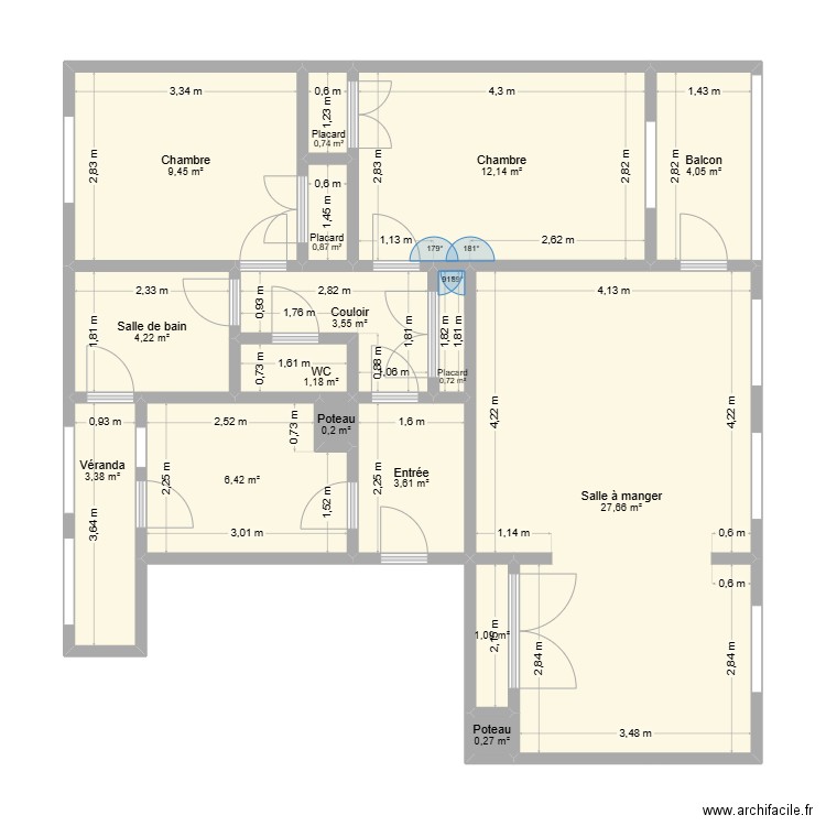 Aix. Plan de 16 pièces et 80 m2