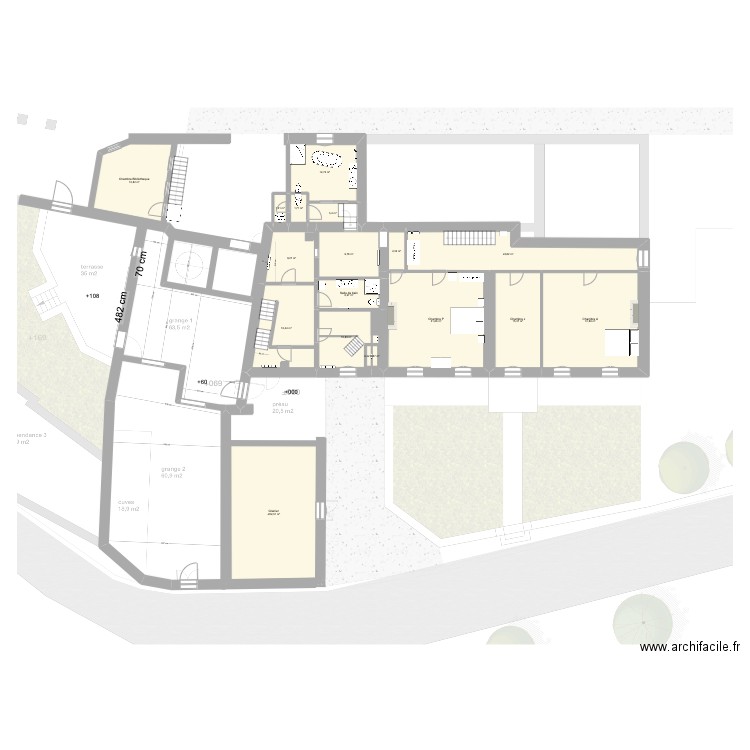 Clos Lasserre 1er étage. Plan de 22 pièces et 289 m2