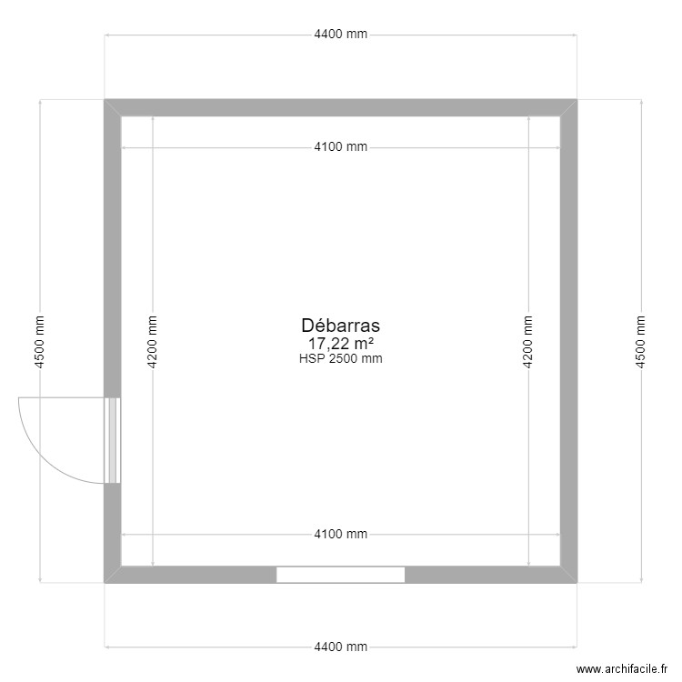 CABANON . Plan de 1 pièce et 17 m2