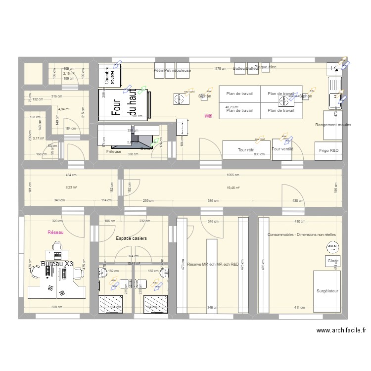 Proposition_plan_labo. Plan de 13 pièces et 161 m2