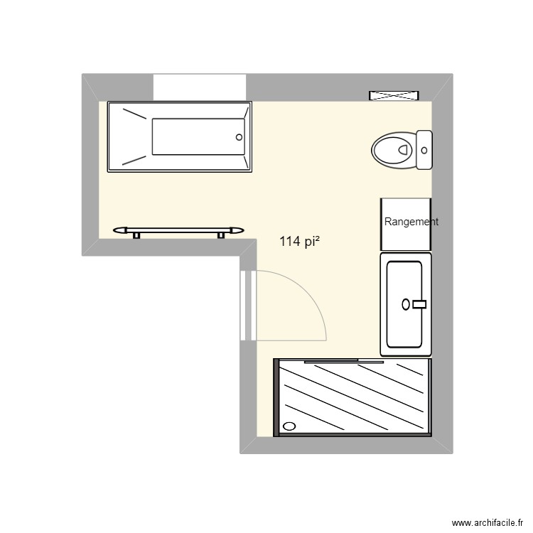 SDB sous sol. Plan de 1 pièce et 11 m2