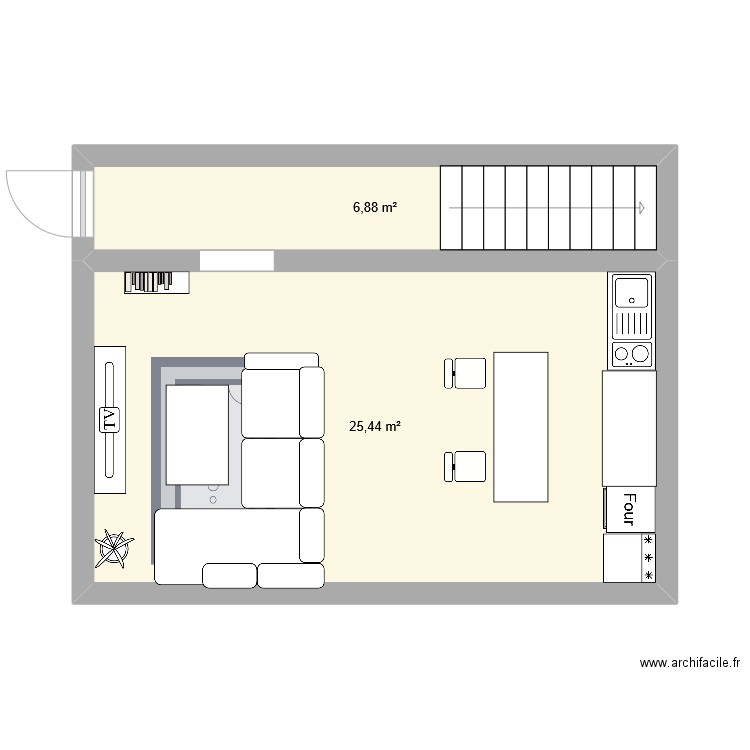 MAISON. Plan de 2 pièces et 32 m2