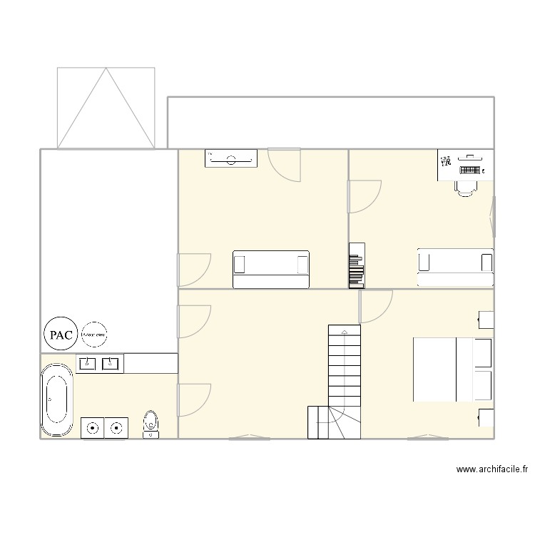 Plan sous sol avec meuble saint benoit. Plan de 7 pièces et 90 m2