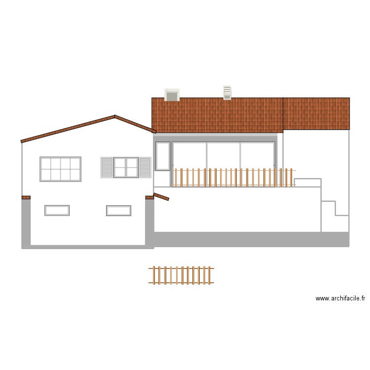 Façade Nord. Plan de 4 pièces et 83 m2