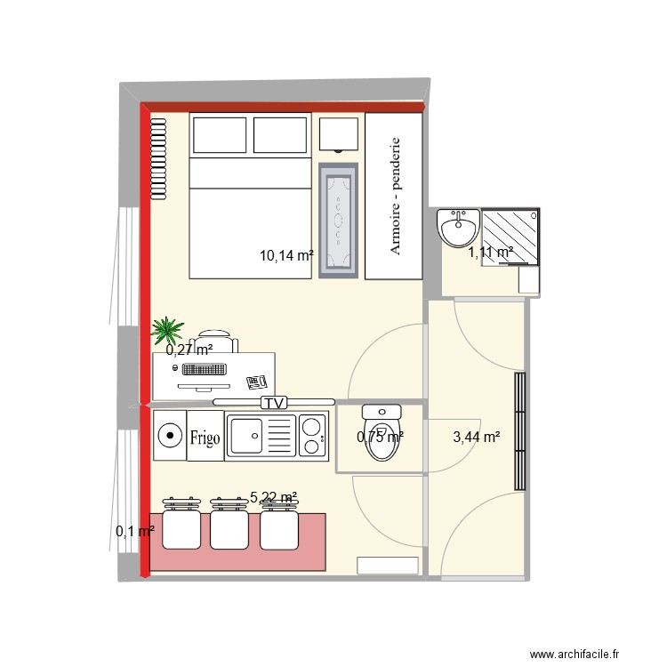 Studio Gennevilliers. Plan de 7 pièces et 21 m2