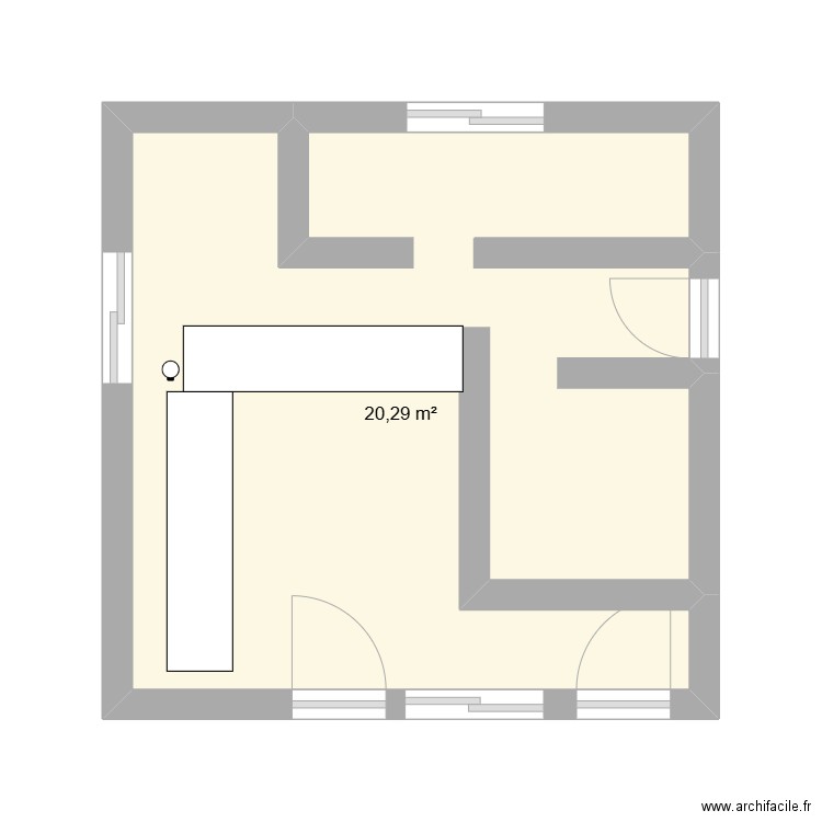 l'evidence. Plan de 1 pièce et 20 m2