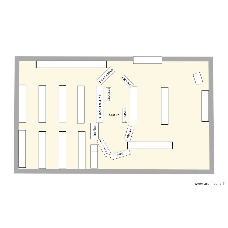 APERO COMM. Plan de 1 pièce et 80 m2