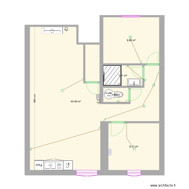 mira. Plan de 5 pièces et 67 m2