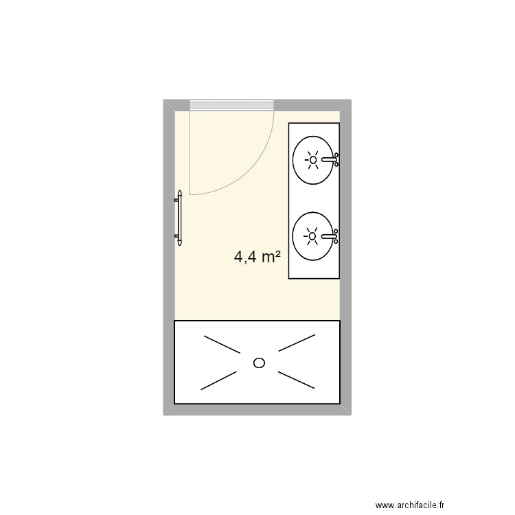 salle de bain N°2. Plan de 1 pièce et 4 m2