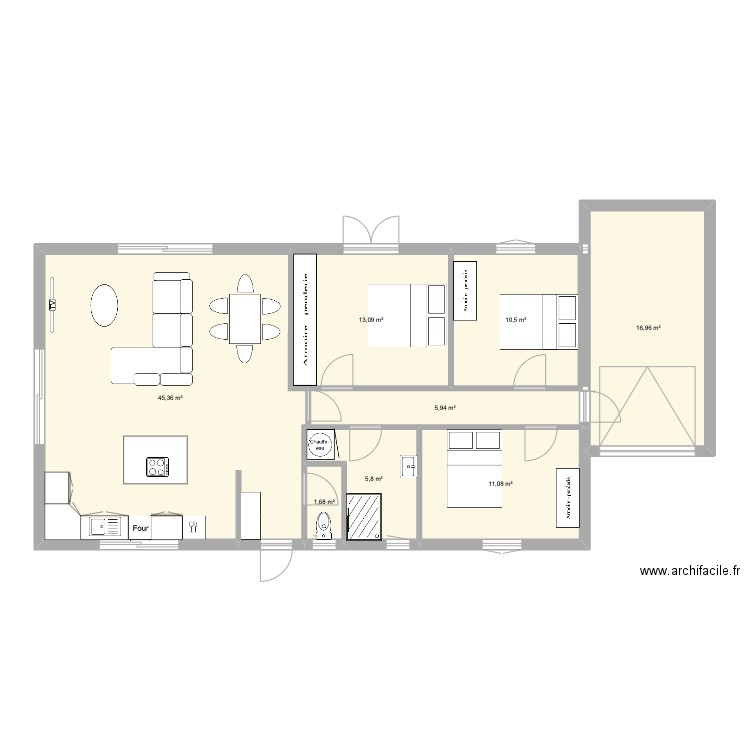 plan de maison 3 chambres . Plan de 8 pièces et 110 m2