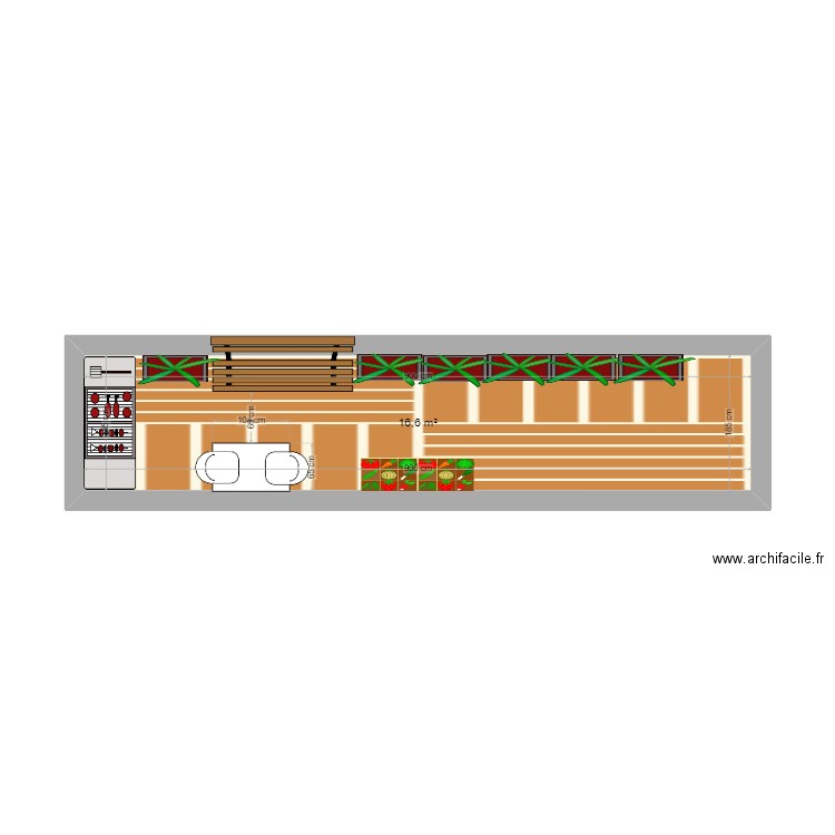 couloir exterieur. Plan de 1 pièce et 17 m2