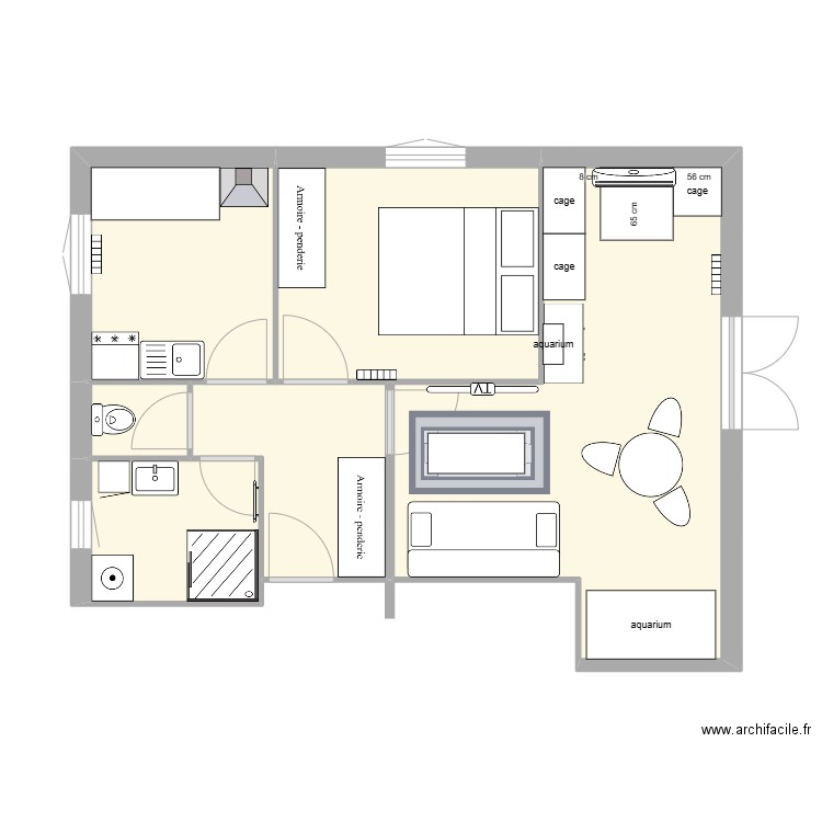 appart. Plan de 6 pièces et 41 m2