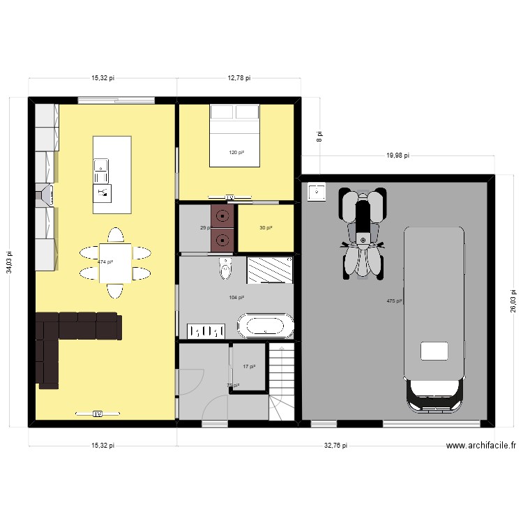 maison 01. Plan de 8 pièces et 123 m2