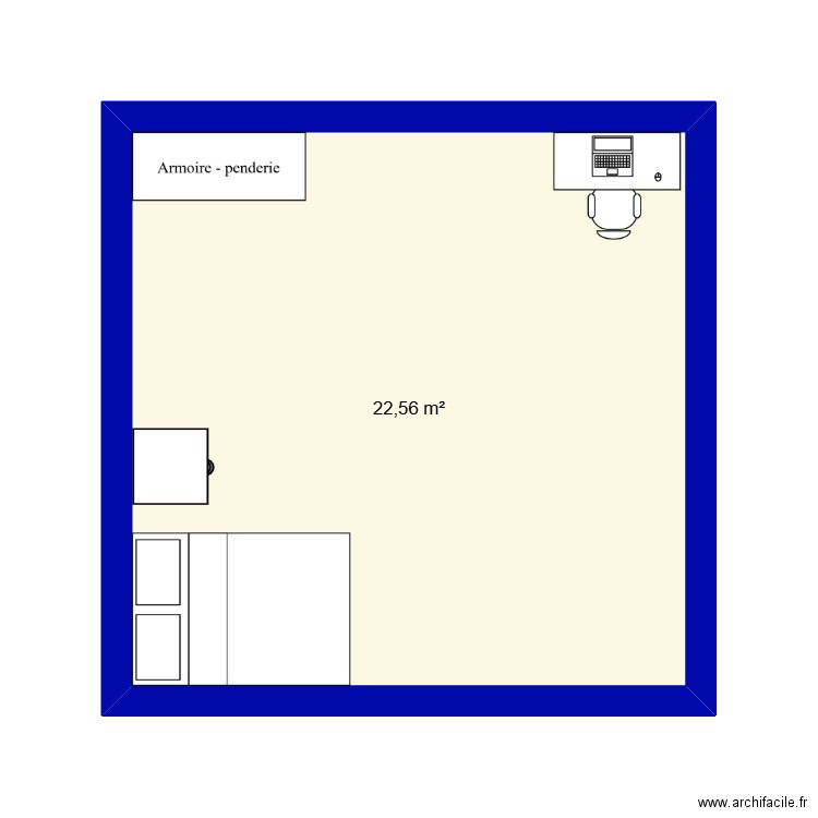 ma chambre de rêve. Plan de 1 pièce et 23 m2