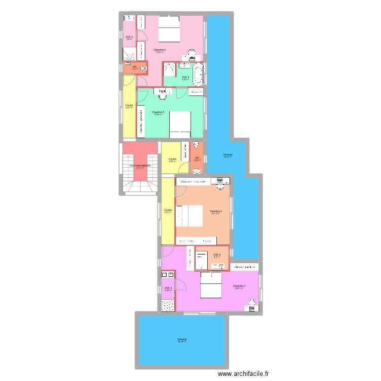 poincarond 1. Plan de 16 pièces et 186 m2