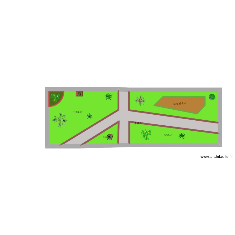 terrasse. Plan de 6 pièces et 40 m2