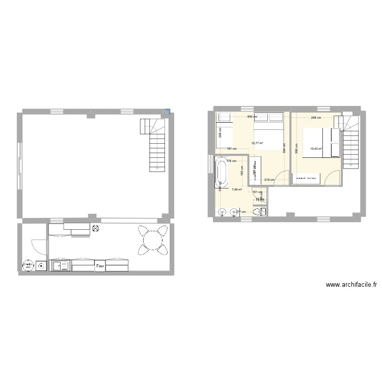 bersegol sechoir. Plan de 3 pièces et 31 m2