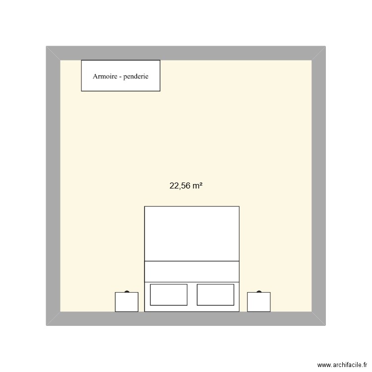 chambre. Plan de 1 pièce et 23 m2