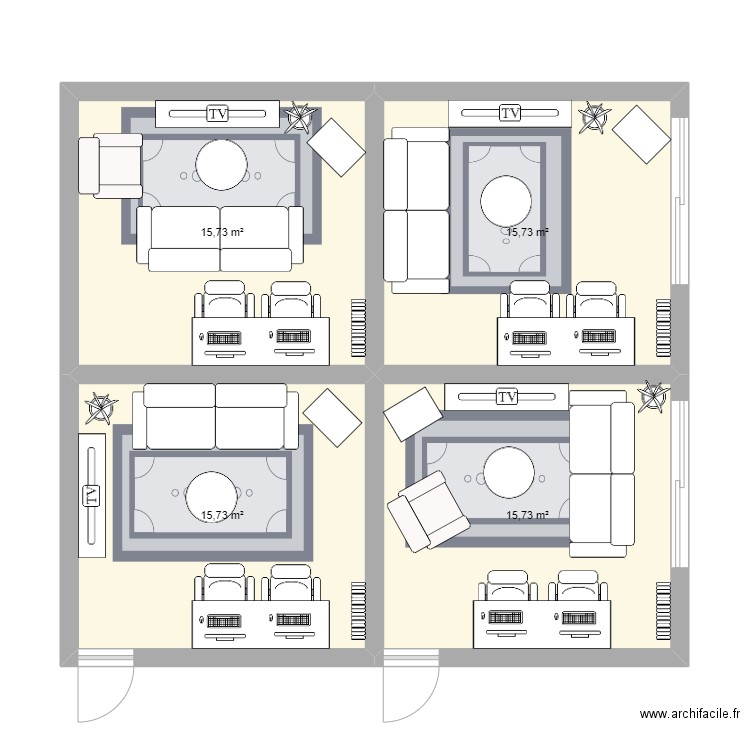 Appart 1. Plan de 4 pièces et 63 m2