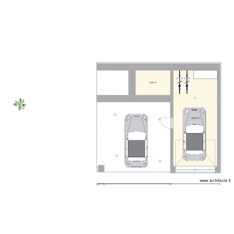 garage. Plan de 2 pièces et 29 m2