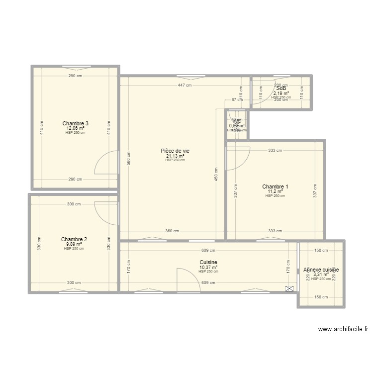 stains 4. Plan de 8 pièces et 71 m2