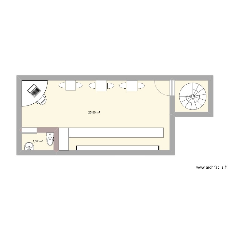 SOUS SOL BON VIVANT. Plan de 3 pièces et 30 m2