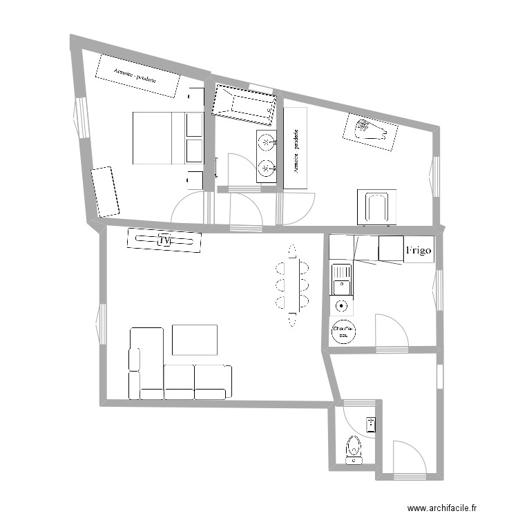 Appartement lizy. Plan de 5 pièces et 61 m2