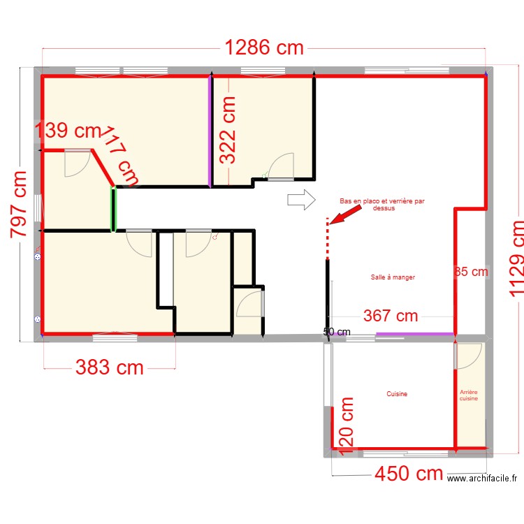 PLACO COTES ROUGES. Plan de 13 pièces et 47 m2