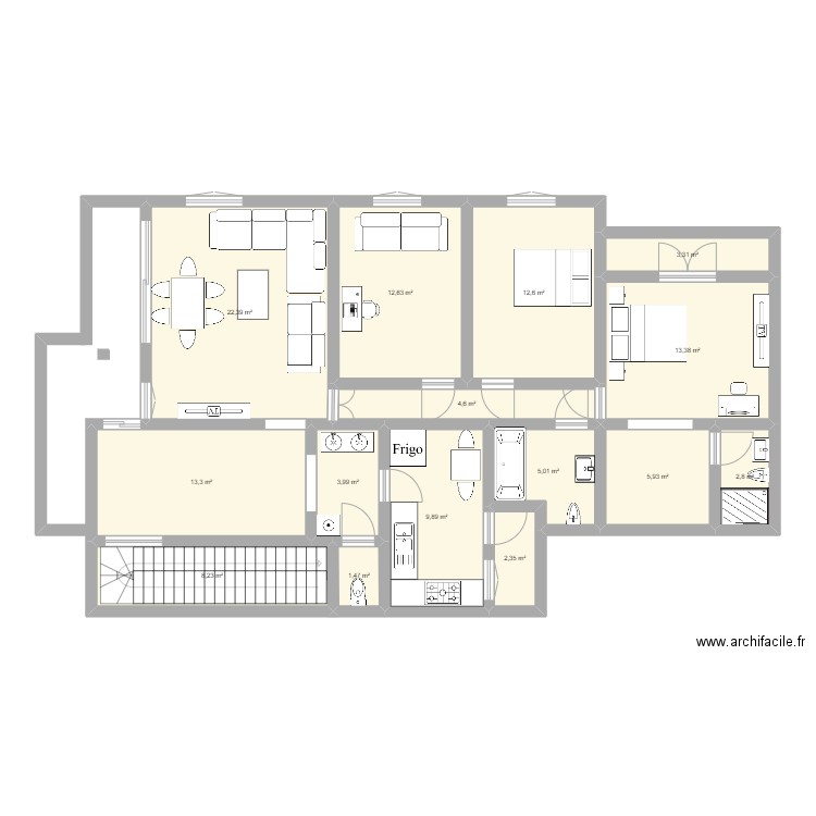 HomeH. Plan de 15 pièces et 122 m2