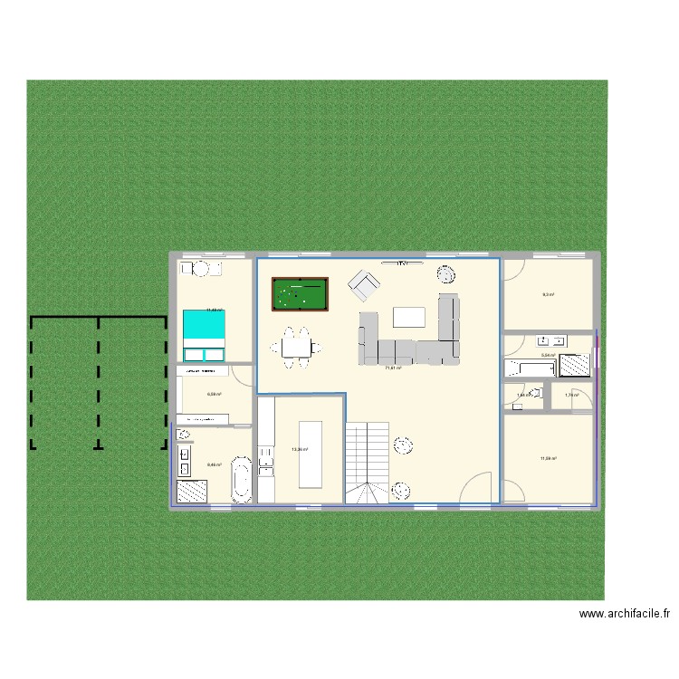 futur. Plan de 10 pièces et 141 m2