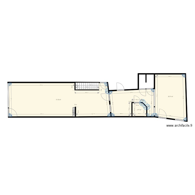 Boucherie de la Gare. Plan de 4 pièces et 89 m2