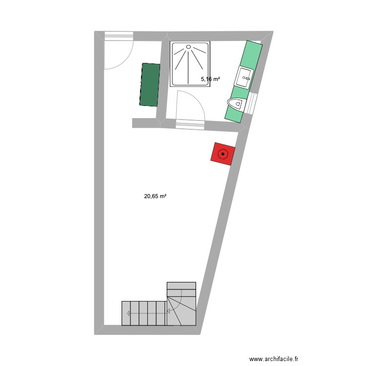 cave maison. Plan de 2 pièces et 26 m2