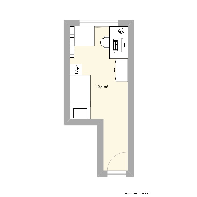 Chambre bx. Plan de 1 pièce et 12 m2