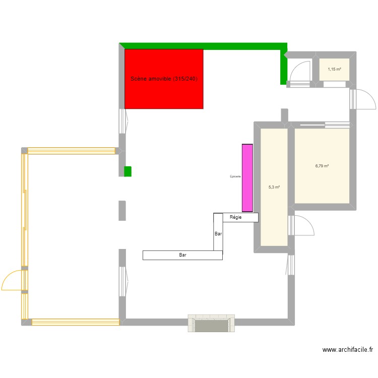 Brocoli. Plan de 3 pièces et 13 m2