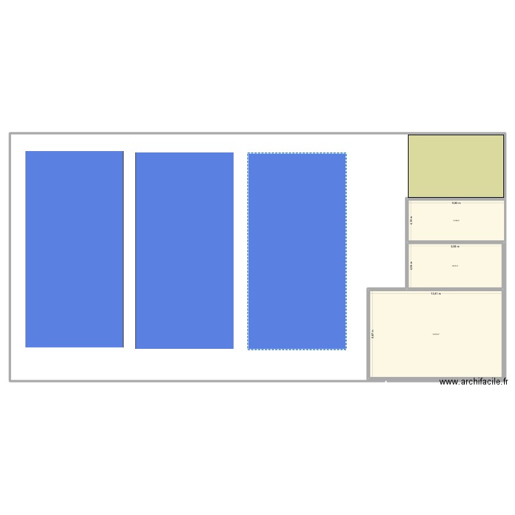 Padel. Plan de 3 pièces et 204 m2