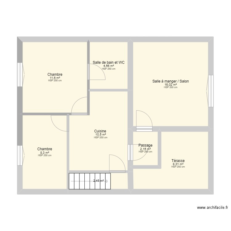 Plan Maison du Mans Etage. Plan de 8 pièces et 64 m2