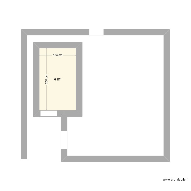 chambre é et SDB. Plan de 1 pièce et 4 m2