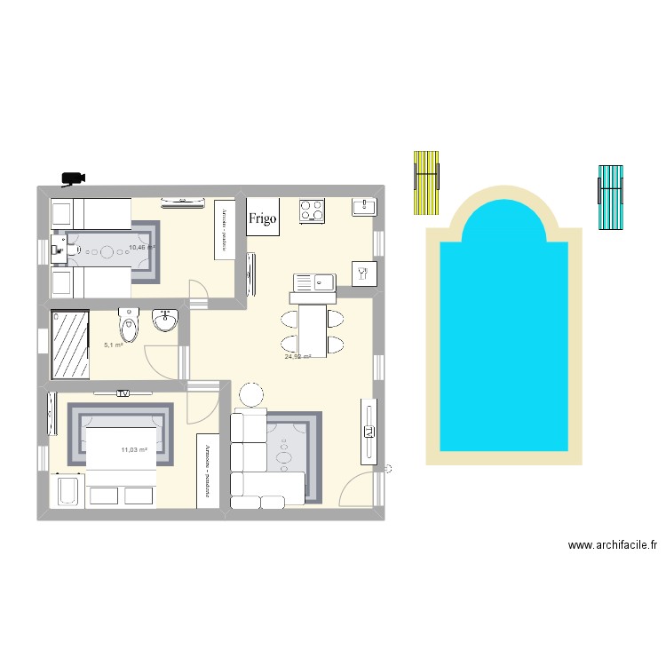 BUNGALOW 5A. Plan de 4 pièces et 52 m2