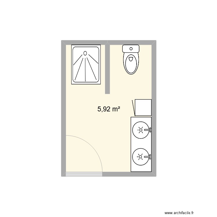 Salle de bain Ducharmoy. Plan de 1 pièce et 6 m2