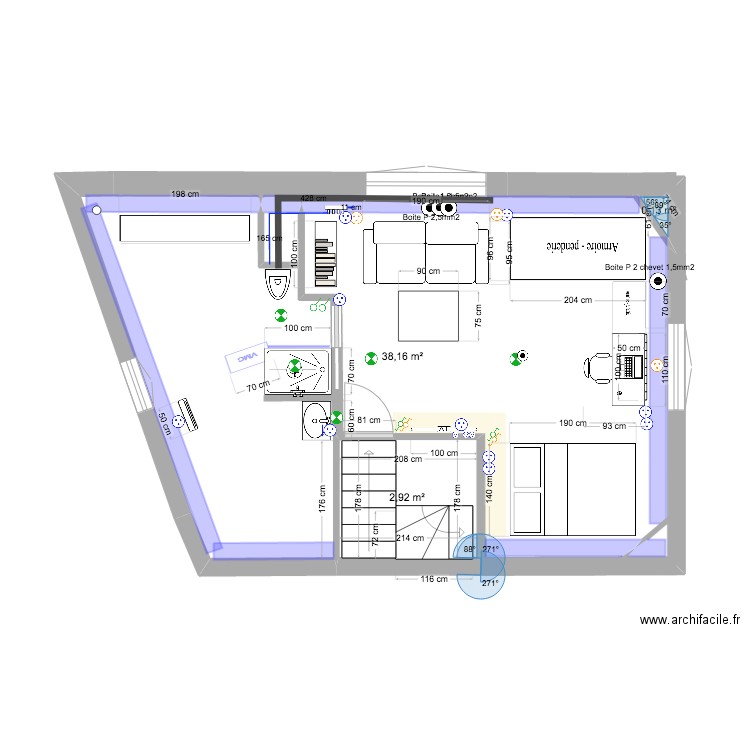 PLAN Irina 23nov2024. Plan de 3 pièces et 42 m2