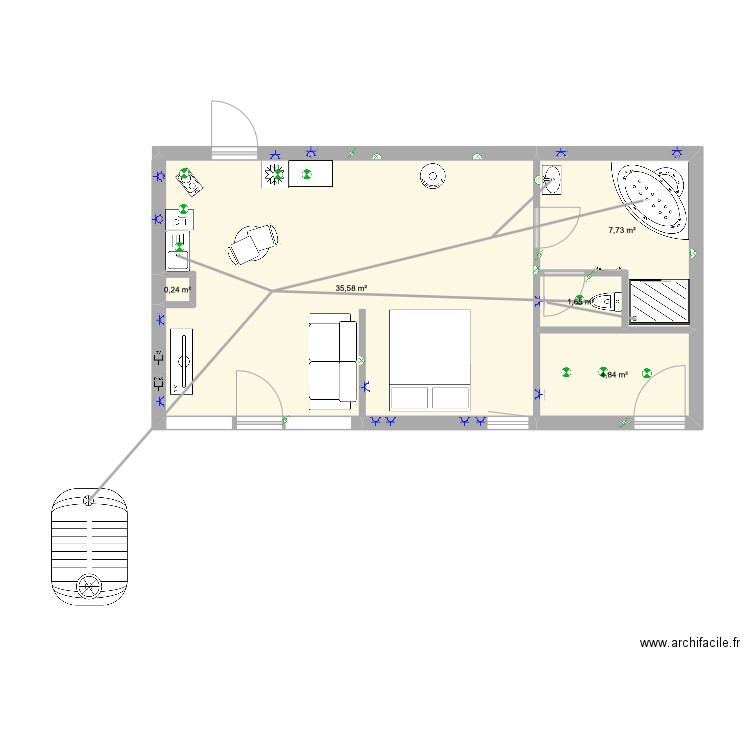 Gîte 3 SPA. Plan de 9 pièces et 95 m2