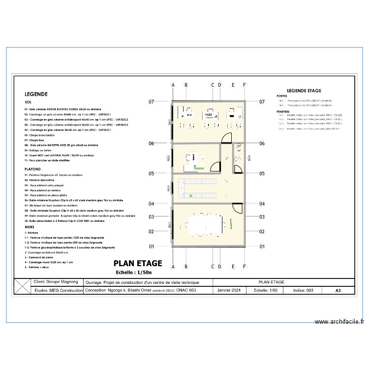 BLOC ADMIN ETAGE1. Plan de 4 pièces et 246 m2